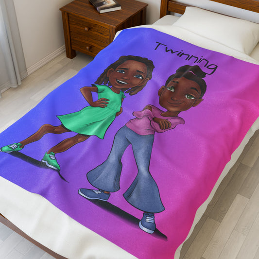Zoe and Chloe "Twinning" Velveteen Plush Blanket