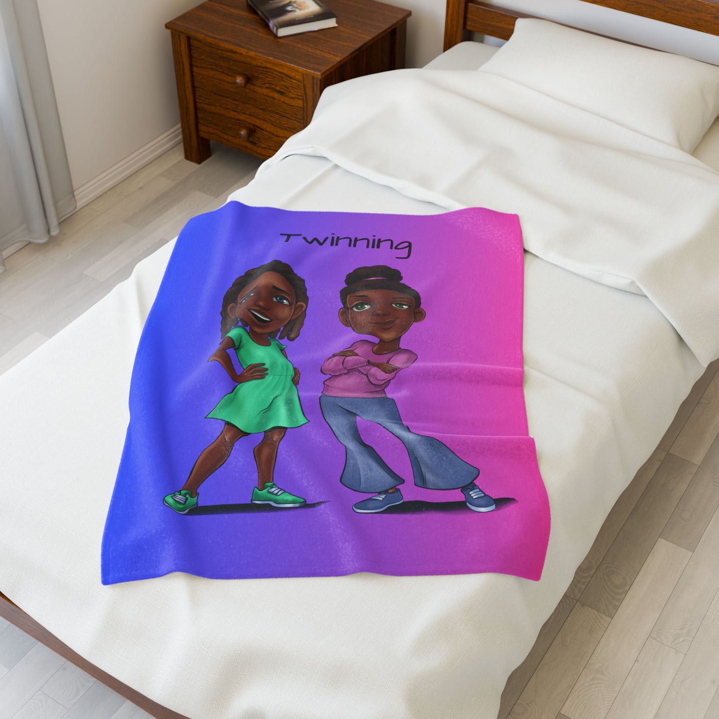 Zoe and Chloe "Twinning" Velveteen Plush Blanket