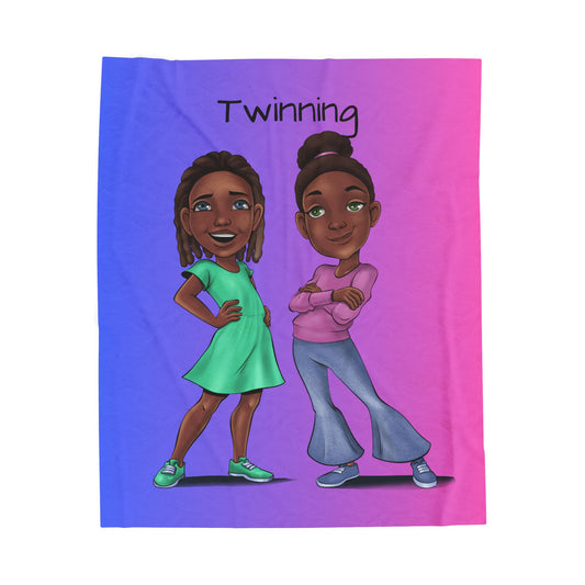 Zoe and Chloe "Twinning" Velveteen Plush Blanket