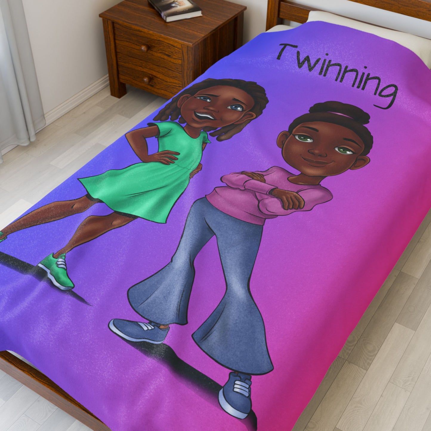 Zoe and Chloe "Twinning" Velveteen Plush Blanket