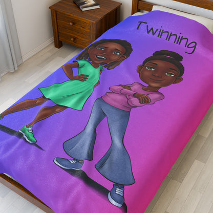 Zoe and Chloe "Twinning" Velveteen Plush Blanket